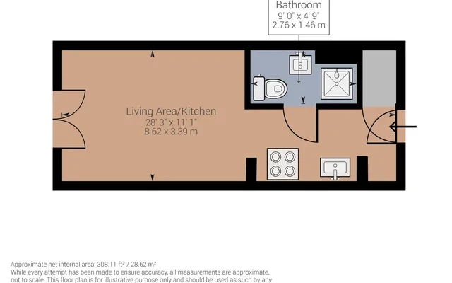 Furnished 1 room studio with elevator and balcony 4