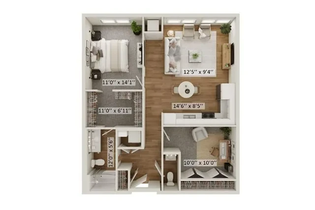 1 Bed 1.5 Bath Camelot D